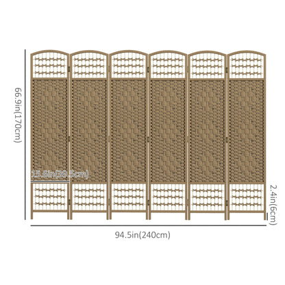 6 Panel Folding Room Divider, Portable Privacy Screen, Natural Room Dividers at Gallery Canada