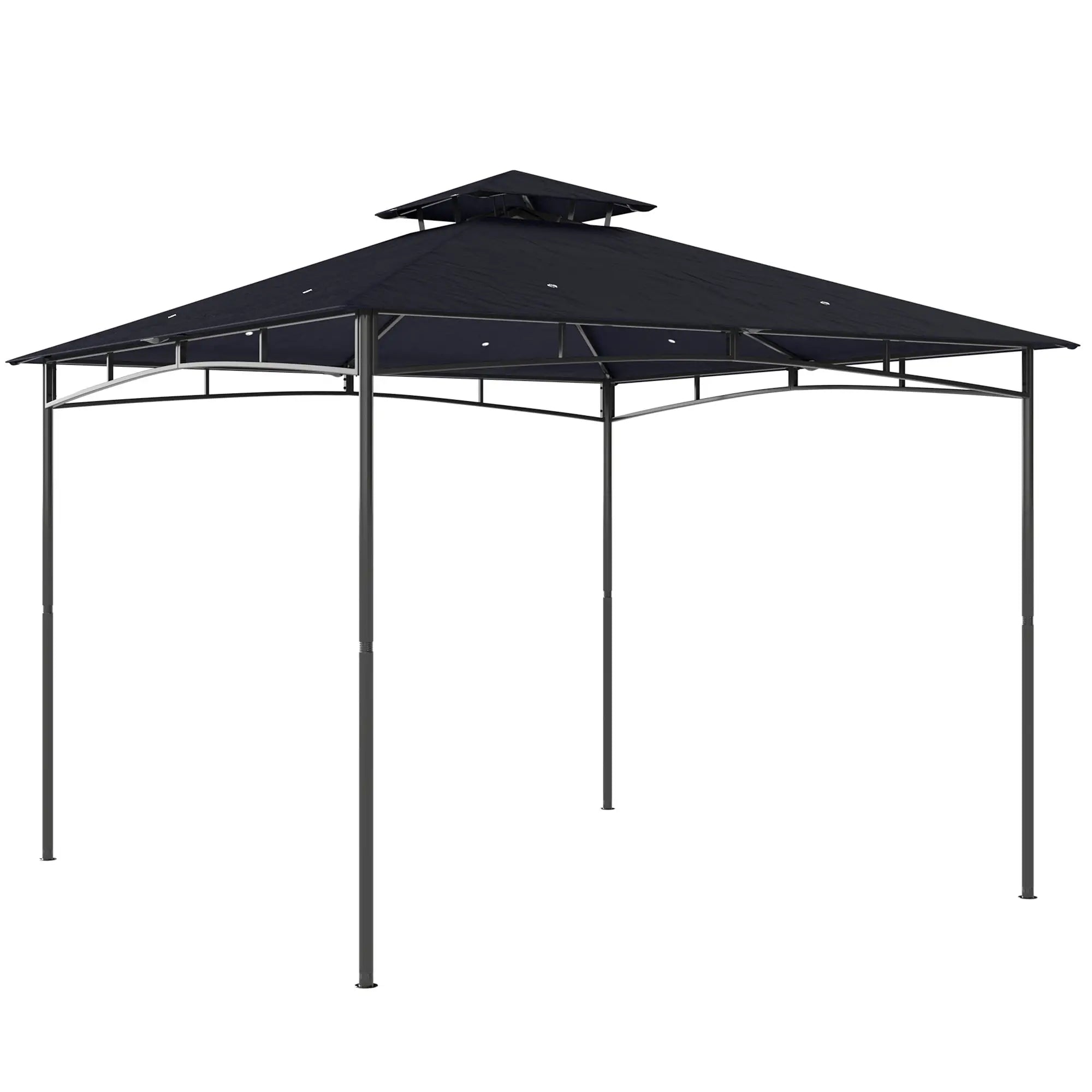 10' x 10' Gazebo, Soft Top, 2-Tier Roof, Metal Frame, Navy Blue Gazebos at Gallery Canada