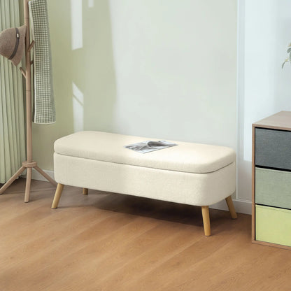 47 Inches Storage Ottoman Bench, Upholstered Teddy Fleece, Beige Storage Ottomans & Benches at Gallery Canada