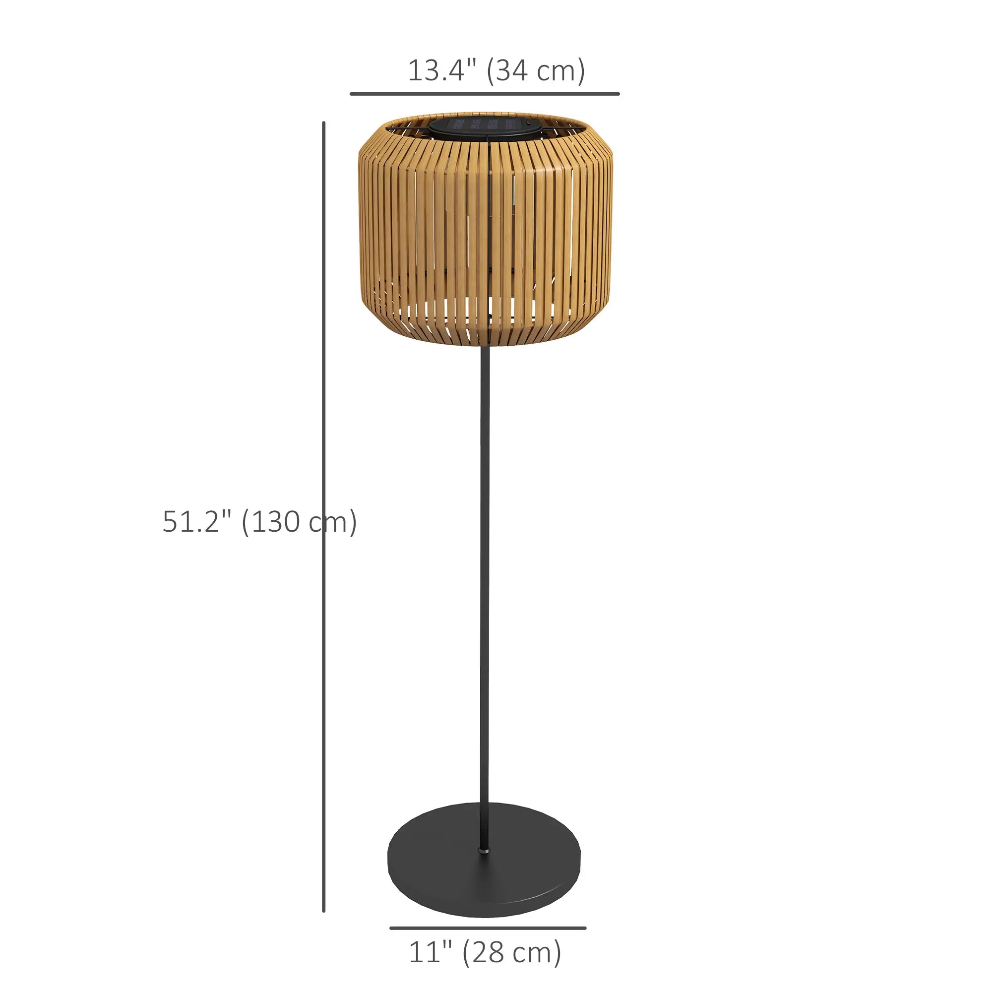 Wicker Outdoor Floor Lamp, Solar Lantern LED Lights, IP44, Yellow Solar Post Lamps at Gallery Canada