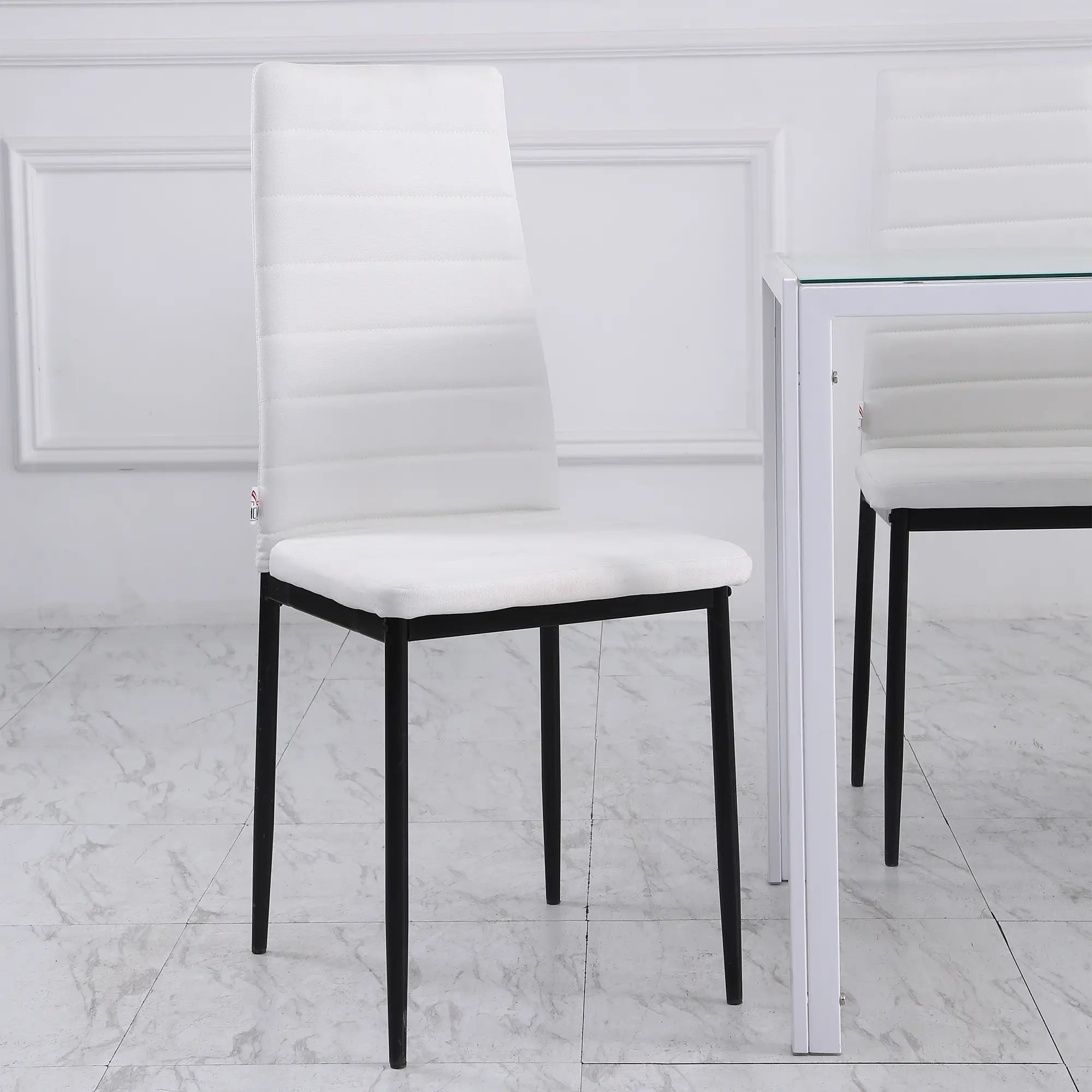 Modern Upholstered Dining Chairs, Set of 4, Linen Fabric, Metal Legs, White Dining Chairs at Gallery Canada