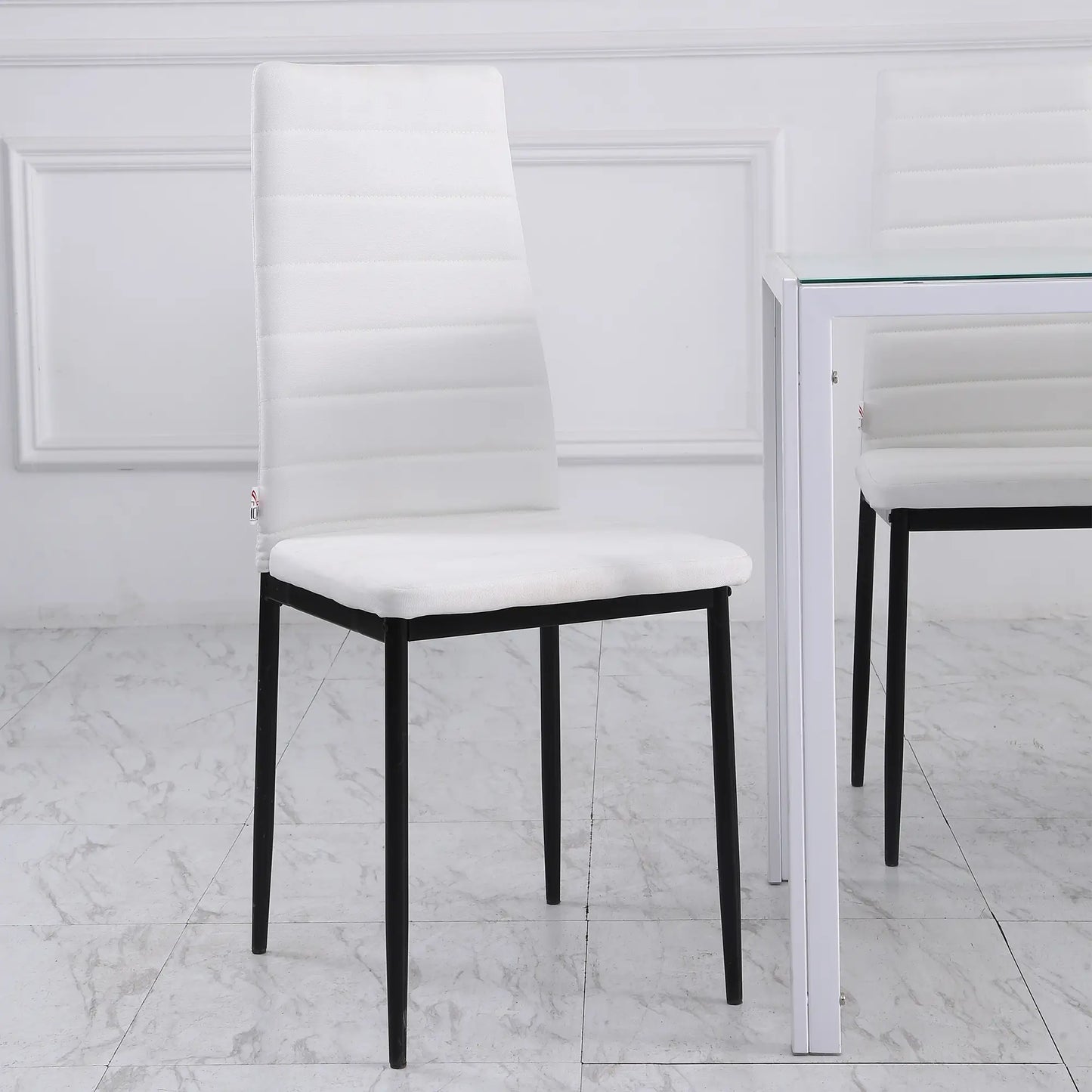 Modern Upholstered Dining Chairs, Set of 4, Linen Fabric, Metal Legs, White Dining Chairs at Gallery Canada