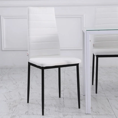 Modern Upholstered Dining Chairs, Set of 4, Linen Fabric, Metal Legs, White Dining Chairs at Gallery Canada