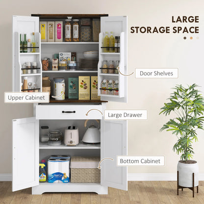 71" Tall Kitchen Cabinet, Farmhouse Pantry with Barn Doors, White Kitchen Pantry Cabinets at Gallery Canada