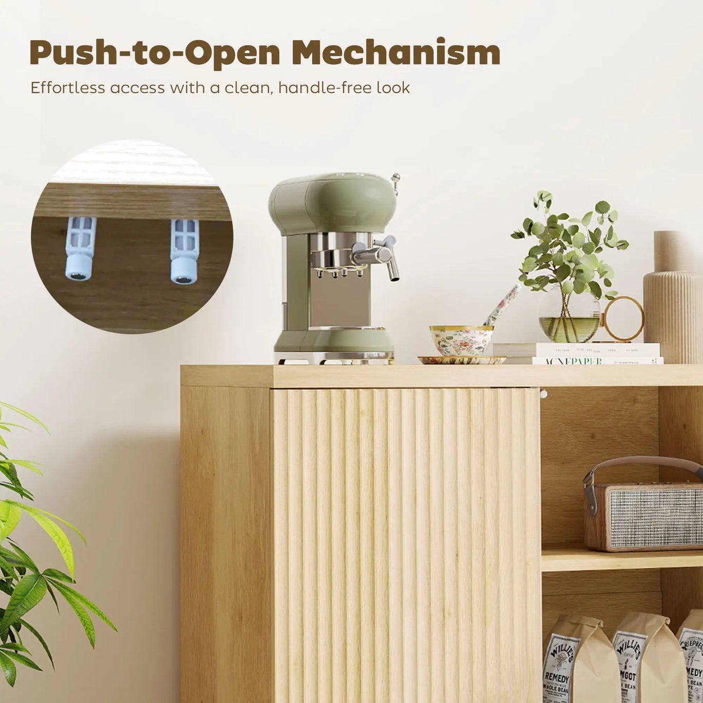 30.7" Oak Sideboard Buffet Cabinet, Modern Kitchen Storage Bar Cabinets at Gallery Canada