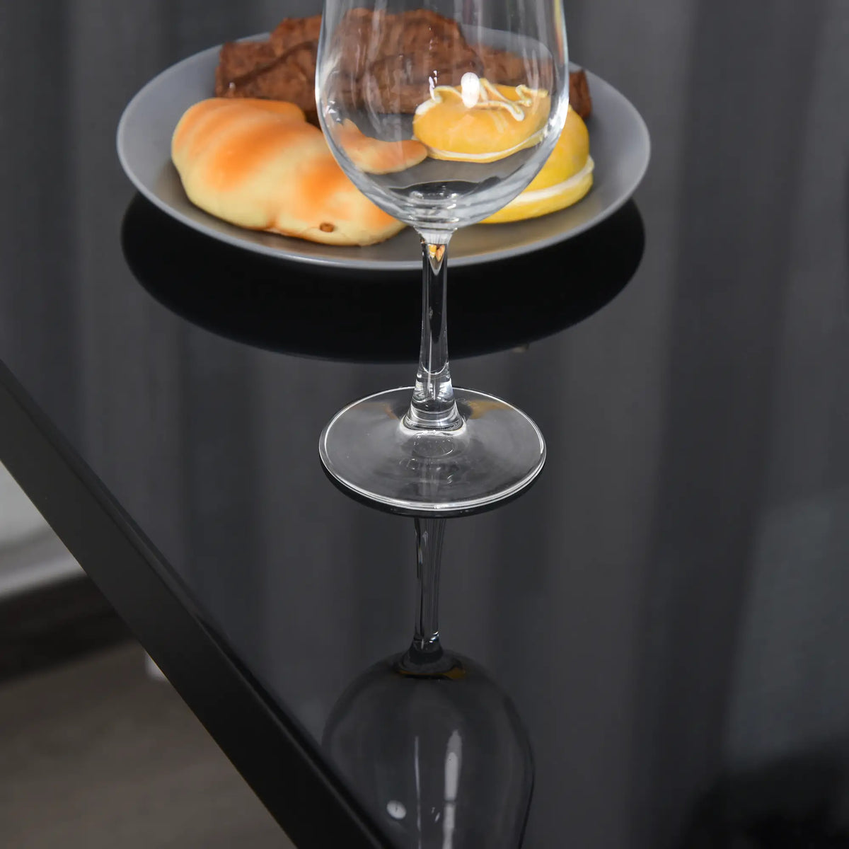 5-Piece Rectangular Glass Dining Table, Metal Frame, Faux Leather Chairs, Black Bar Sets at Gallery Canada
