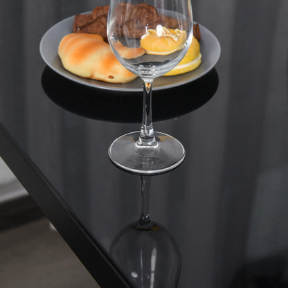 5-Piece Rectangular Glass Dining Table, Metal Frame, Faux Leather Chairs, Black Bar Sets at Gallery Canada