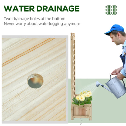 Raised Garden Bed With Trellis, Wood Planter Box, 25.2" x 11" x 47.2" Natural Wood Raised Garden Beds at Gallery Canada