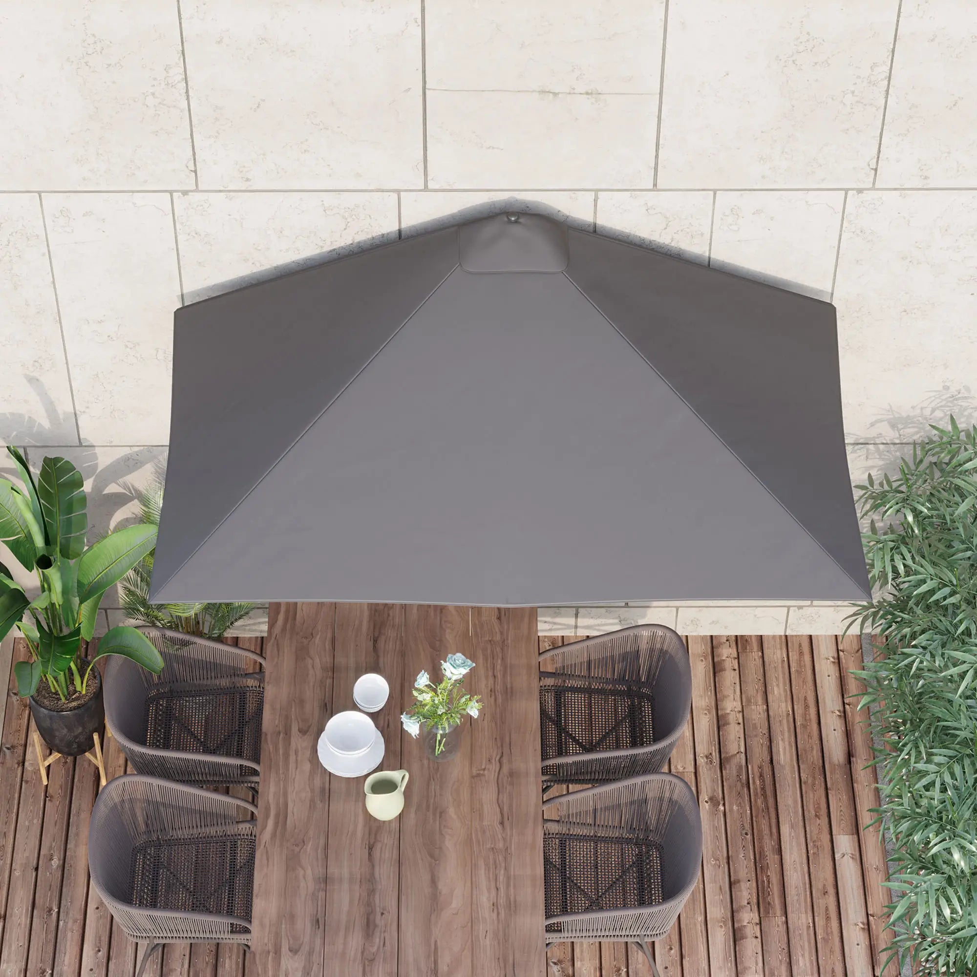 8ft Half Round Umbrella, Outdoor Patio Sun Shade, 5 Ribs Sun Umbrellas at Gallery Canada