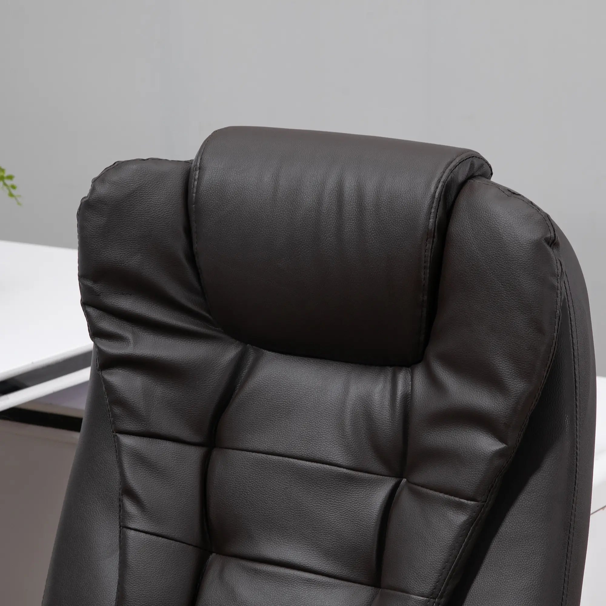 Heated Ergonomic Massage Swivel Office Chair, High Back Faux Leather, Brown Massage Chairs at Gallery Canada