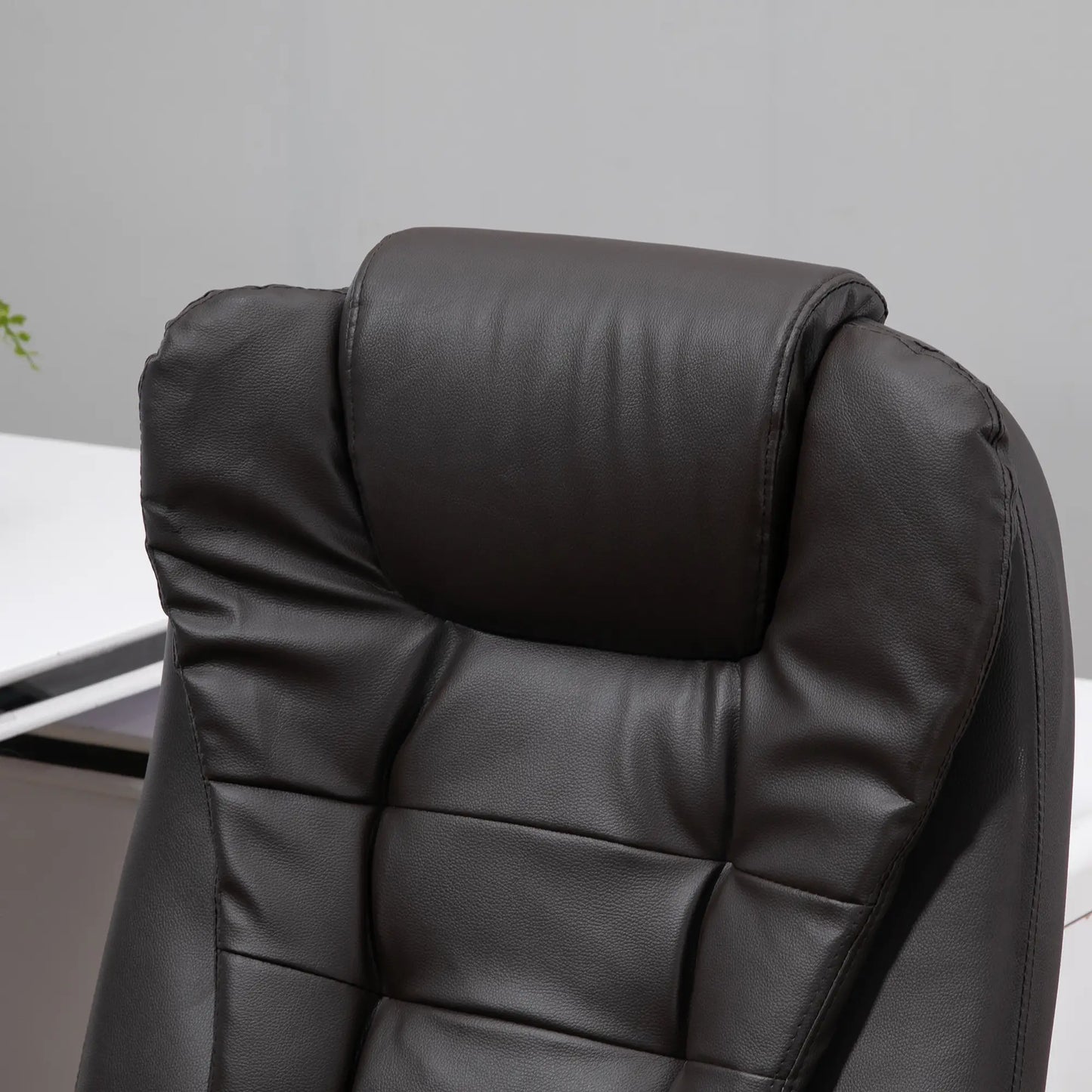 Heated Ergonomic Massage Swivel Office Chair, High Back Faux Leather, Brown Massage Chairs at Gallery Canada