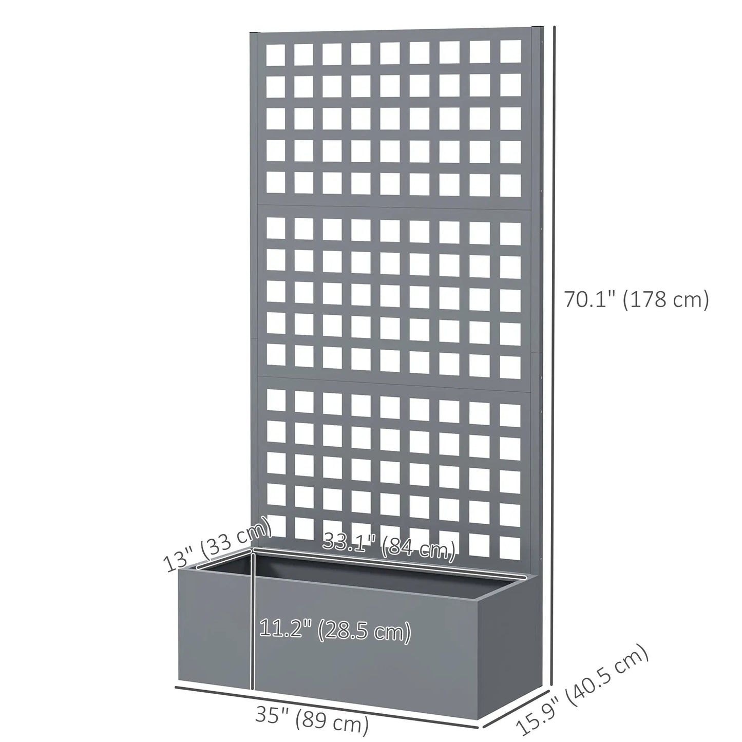 Galvanized Raised Garden Bed Planter Box, 35"x16"x70" Grey Wood Effect, Grey