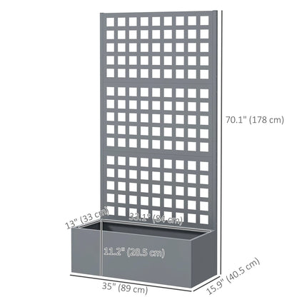 Galvanized Raised Garden Bed Planter Box, 35"x16"x70" Grey Wood Effect, Grey