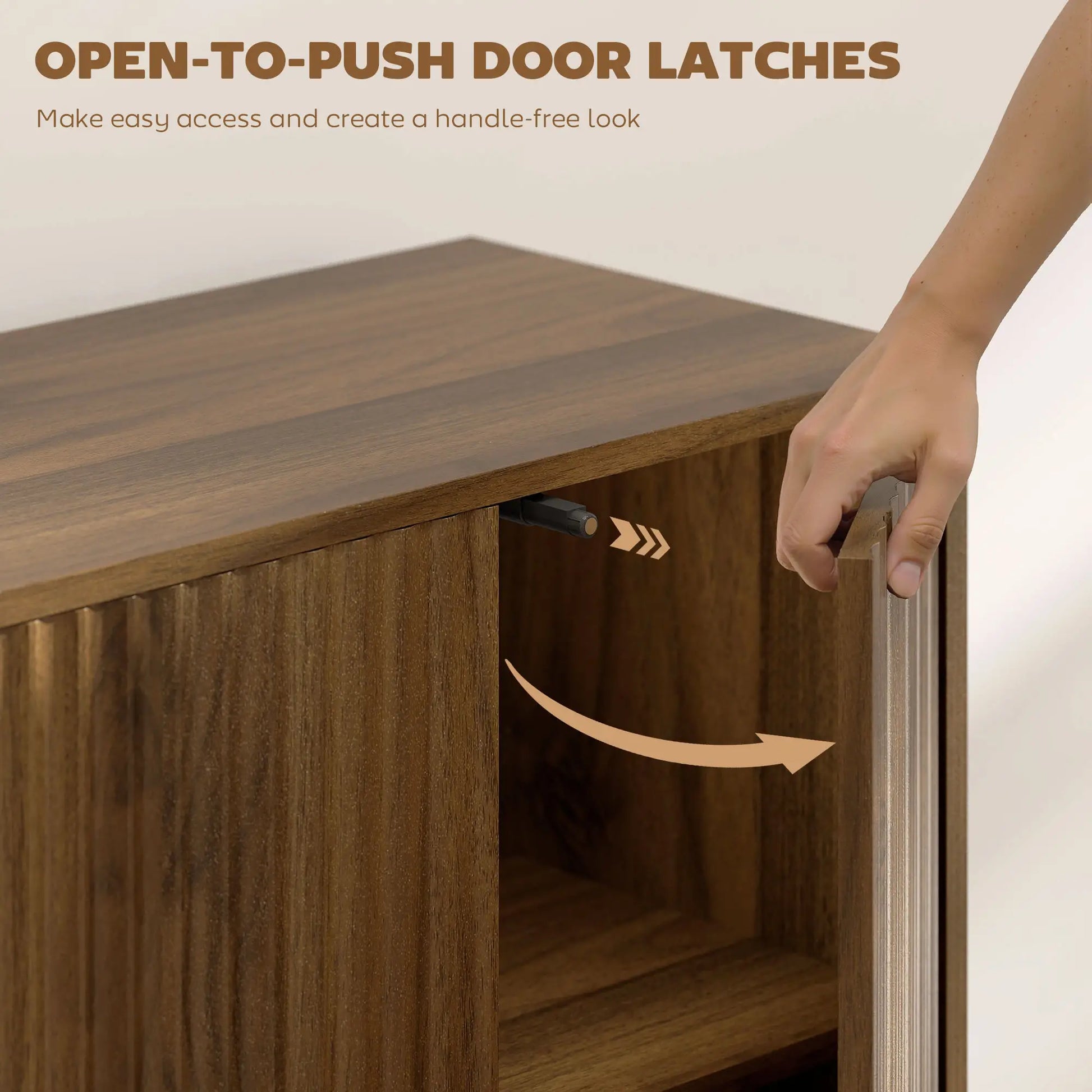 Fluted Sideboard with Storage, Adjustable Shelves, Dark Brown Bar Cabinets at Gallery Canada