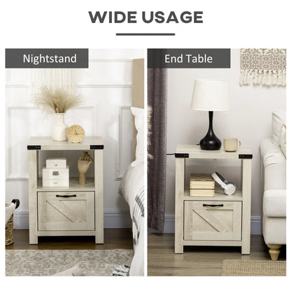 Farmhouse Side Table with Drawer, Open Shelf, Oak, 24.8x17.7x23.6 Side Tables at Gallery Canada