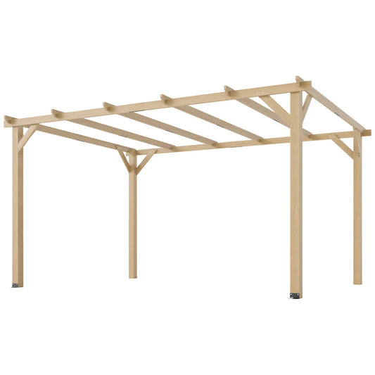 10' x 13' Wooden Pergola, Outdoor Gazebo Trellis, Concrete Anchors Pergolas Natural at Gallery Canada