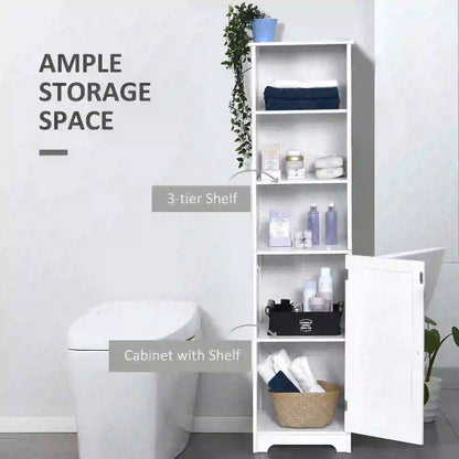 Tall Bathroom Storage Cabinet, Adjustable Shelf, 3 Open Shelves, White Bathroom Cabinets at Gallery Canada
