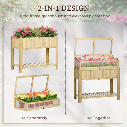 Raised Garden Bed, Outdoor Wooden PVC Elevated Planter Box, Natural Cold Frame Greenhouses at Gallery Canada