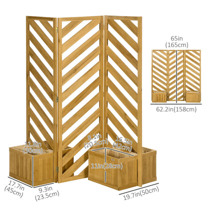 65" Folding Privacy Screen With Planters, For Patio Deck, Brown Side Awnings at Gallery Canada