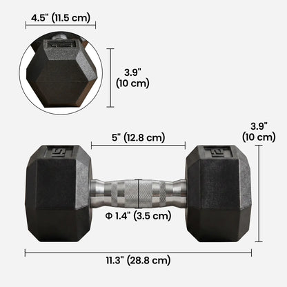 Rubber Dumbbells Weight Set, 30lbs, 2 x 15lbs, Black Dumbbells & Barbells at Gallery Canada