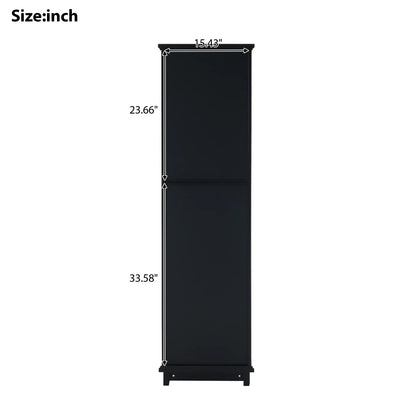 Bathroom Storage Cabinet, Glass Doors, Adjustable Shelves, 18" L x 14" W x 63" H, Black Bathroom Cabinets at Gallery Canada