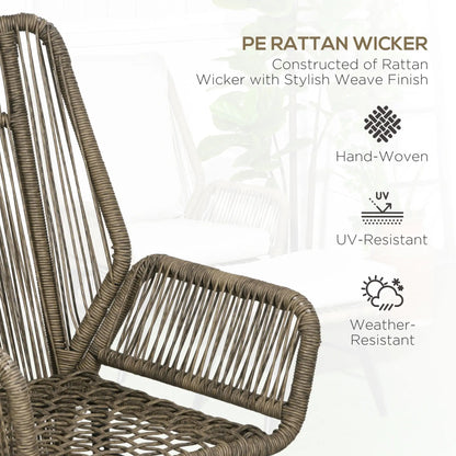 2 Pcs PE Rattan Leisure Chair Set, Outdoor Reclining Patio Chair with Footrest, Adjustable Backrest, Cushion, Khaki Patio Chairs at Gallery Canada