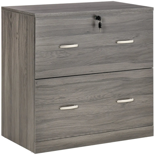 2 Drawer File Cabinet with Lock, Hanging Bar, Letter Size, Grey Office Cabinets & Cupboards Grey Oak at Gallery Canada