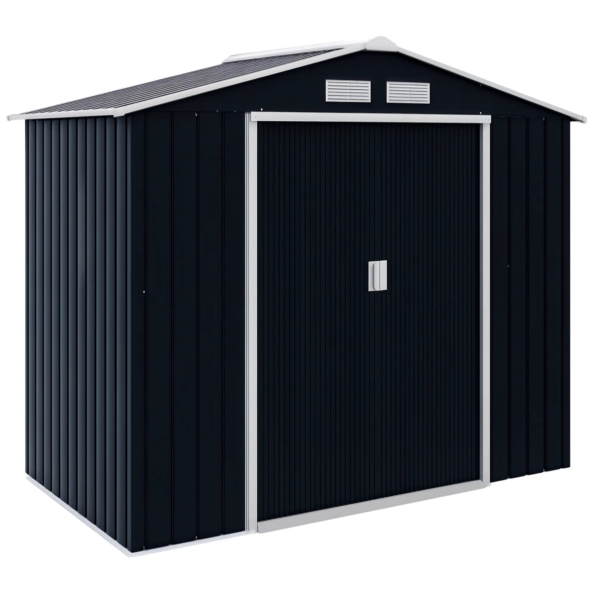 7' x 4' x 6' Garden Storage Shed, Metal Tool House, Dark Grey Sheds Dark Grey at Gallery Canada