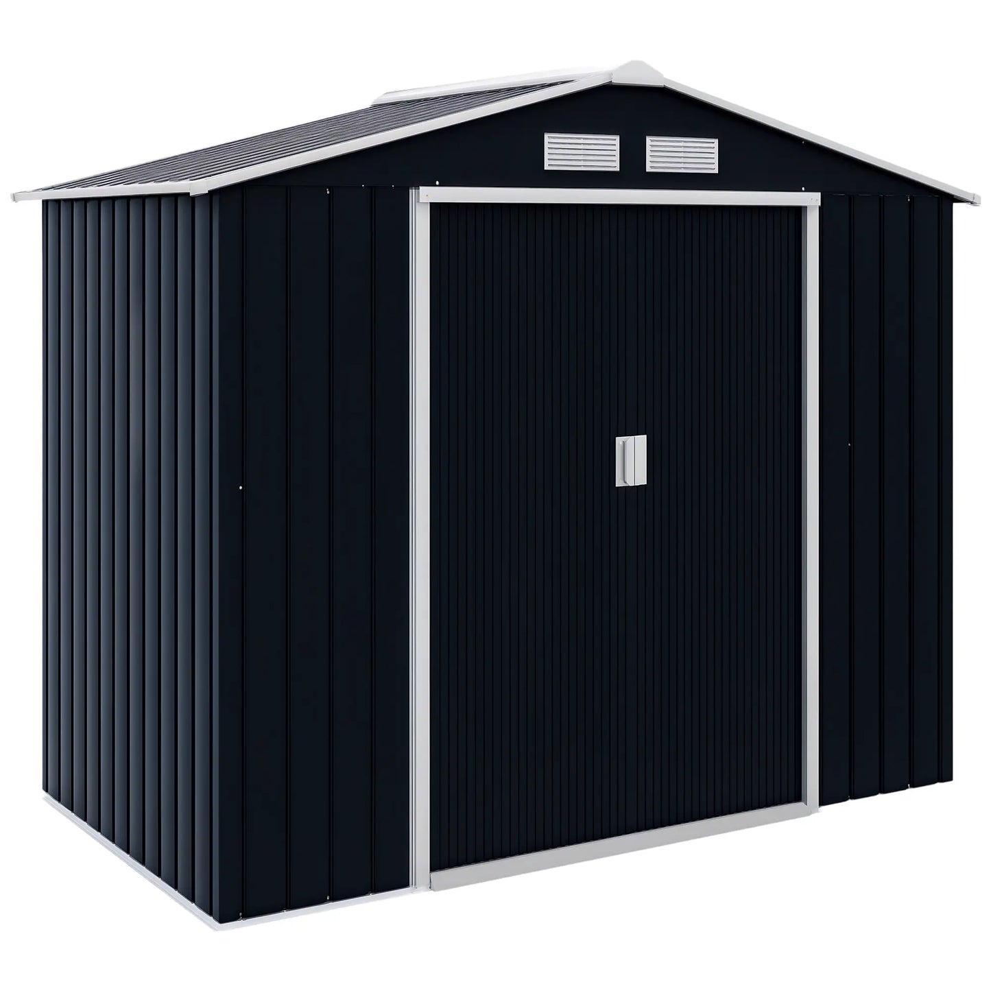 7' x 4' x 6' Garden Storage Shed, Metal Tool House, Dark Grey Sheds Dark Grey at Gallery Canada