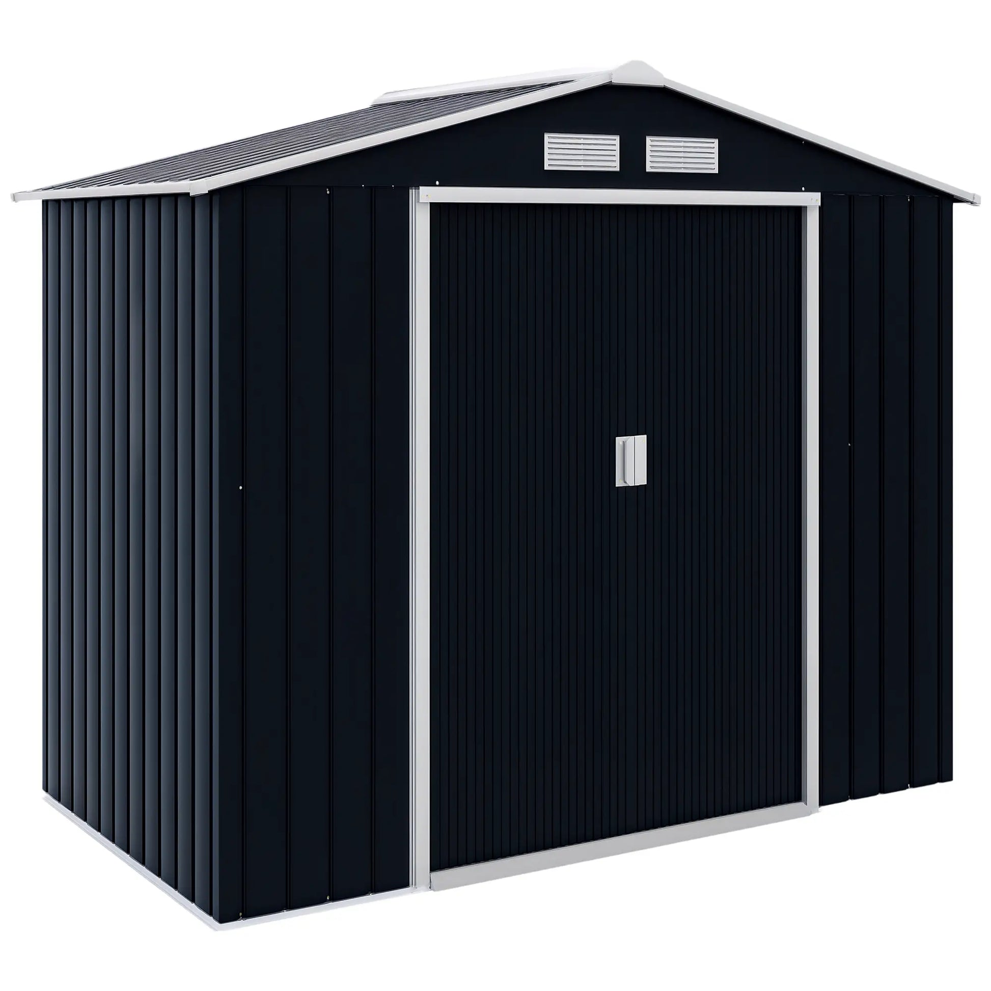 7' x 4' x 6' Garden Storage Shed, Metal Tool House, Dark Grey Sheds Dark Grey at Gallery Canada