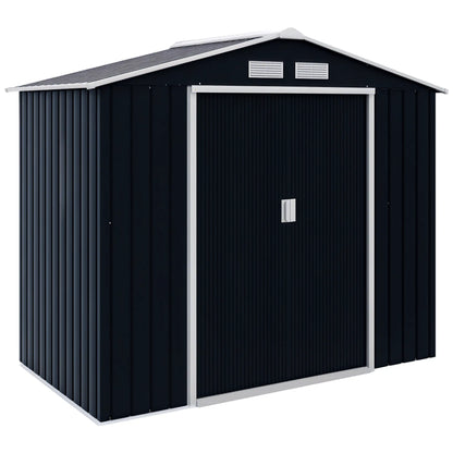 7' x 4' x 6' Garden Storage Shed, Metal Tool House, Dark Grey Sheds Dark Grey at Gallery Canada