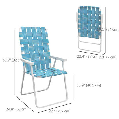 Set of 4 Folding Patio Chairs, Portable with Armrests, Blue Patio Chairs at Gallery Canada