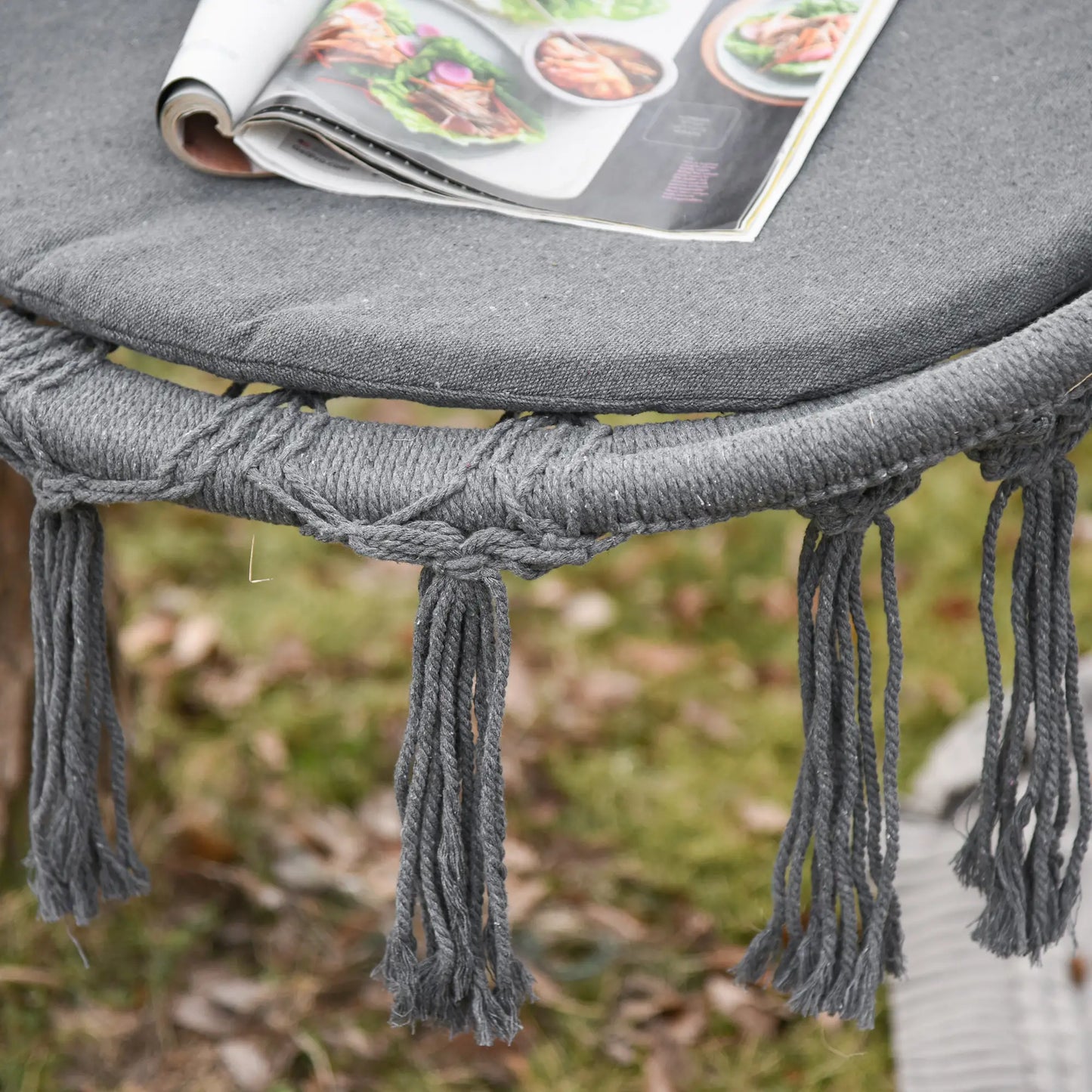 Hanging Rope Hammock Swing, Indoor Outdoor, Cotton-Polyester, Dark Grey Hammock Swings at Gallery Canada