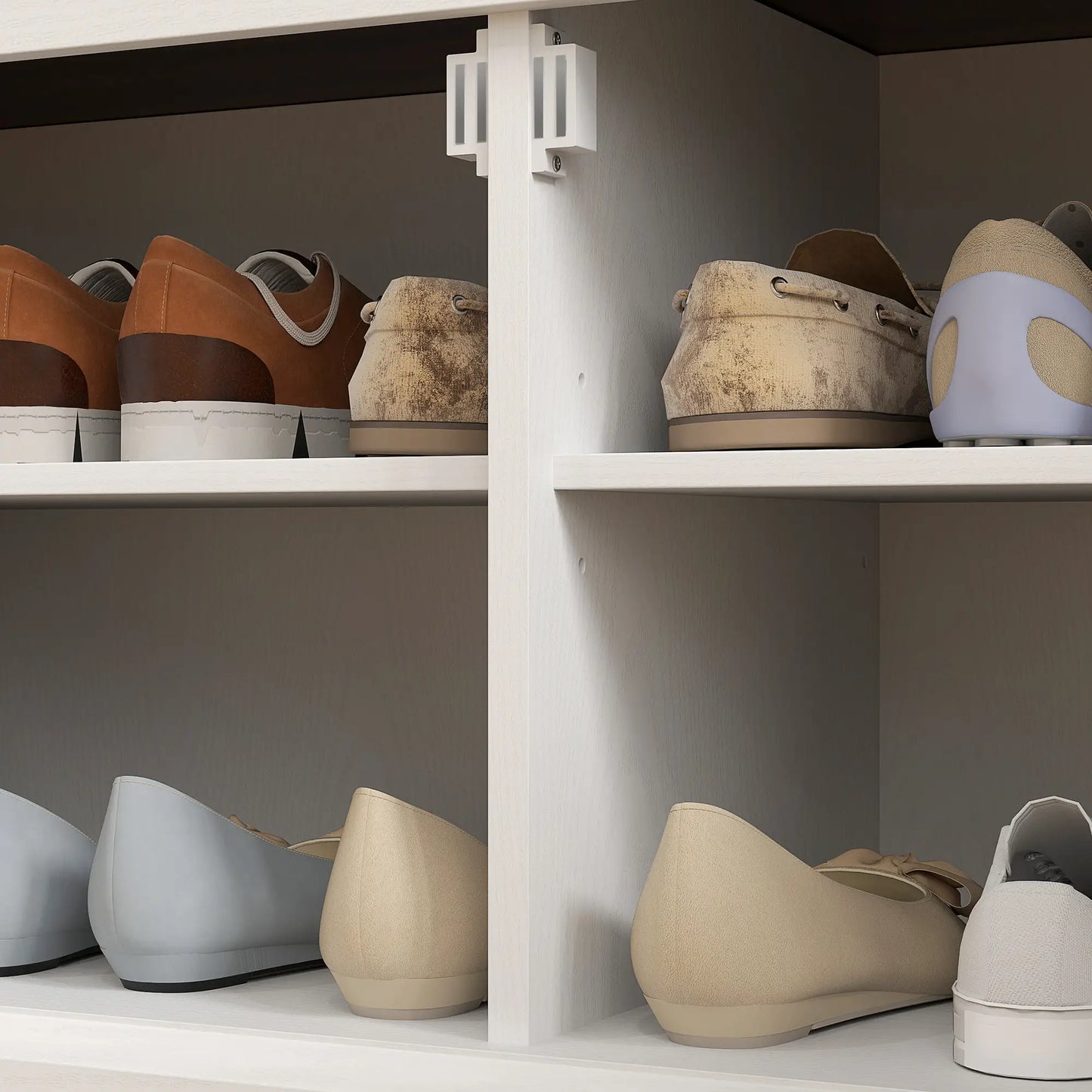 3-in-1 Hall Tree, Bench, Coat Rack with Shoe Storage, White Wood Grain, White Clothing Storage at Gallery Canada