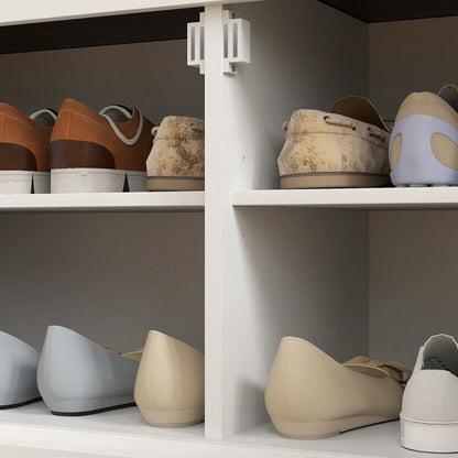 3-in-1 Hall Tree, Bench, Coat Rack with Shoe Storage, White Wood Grain, White Clothing Storage at Gallery Canada