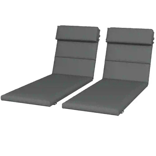 Patio Chaise Lounge Cushions, Headrest, Ties, Set of 2, Grey Patio Chair Cushions Grey at Gallery Canada