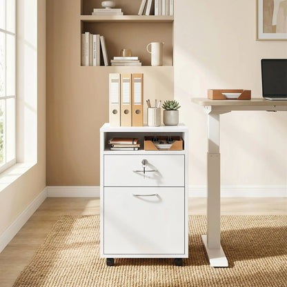 24" Vertical Filing Cabinet with Lock, Mobile, White Office Cabinets & Cupboards at Gallery Canada