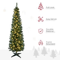 Sapin de Noël artificiel pré-éclairé en forme de crayon de 7', Vert