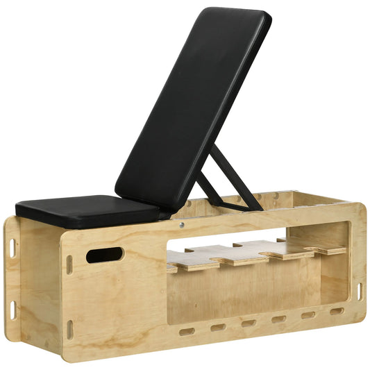 Adjustable Incline Wooden Workout Bench, Dumbbell Rack, Resistance Bands Weight Benches Natural at Gallery Canada