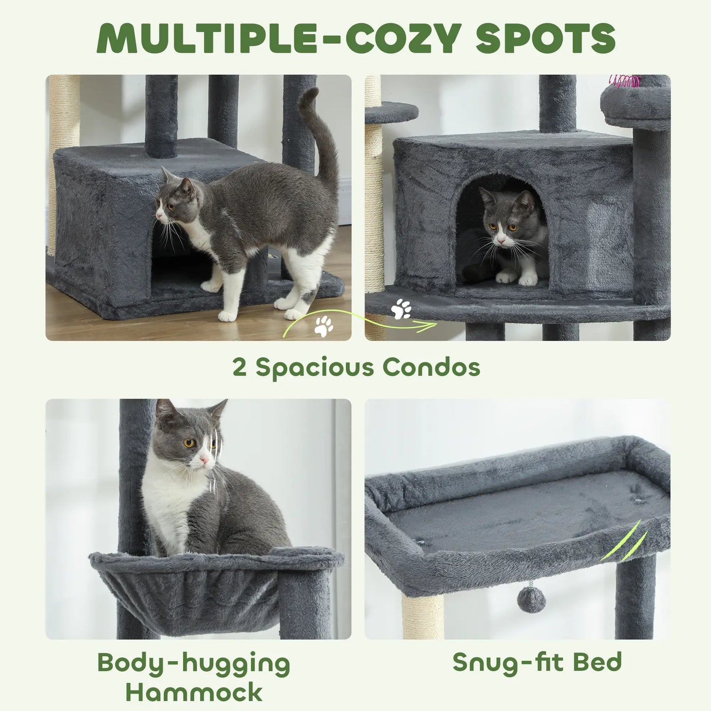 79" Extra Tall Cat Tree, Scratching Posts, Perches, Caves, Hammock, Dark Grey Cat Trees at Gallery Canada