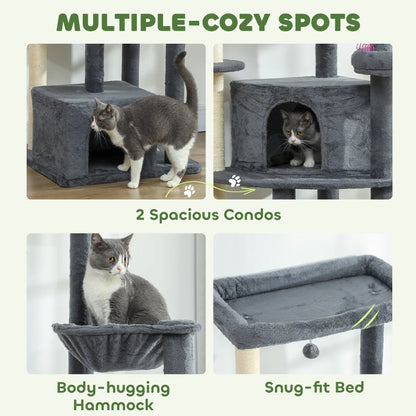 79" Extra Tall Cat Tree, Scratching Posts, Perches, Caves, Hammock, Dark Grey Cat Trees at Gallery Canada