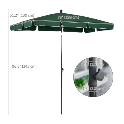 6.5x4ft Rectangle Patio Umbrella, Adjustable Tilt, Green Sun Umbrellas at Gallery Canada
