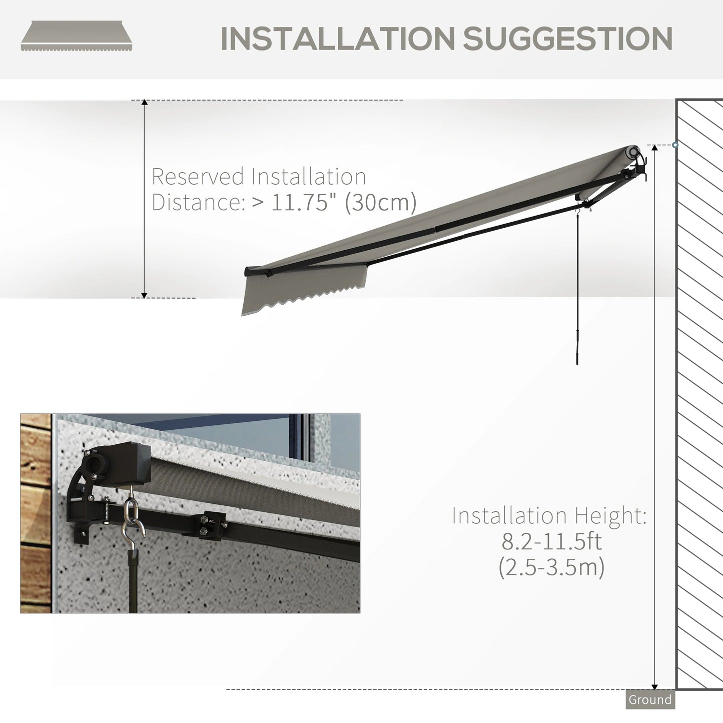 15' x 10' Retractable Awning, UV Resistant Sunshade Shelter, Light Grey Window Awnings at Gallery Canada