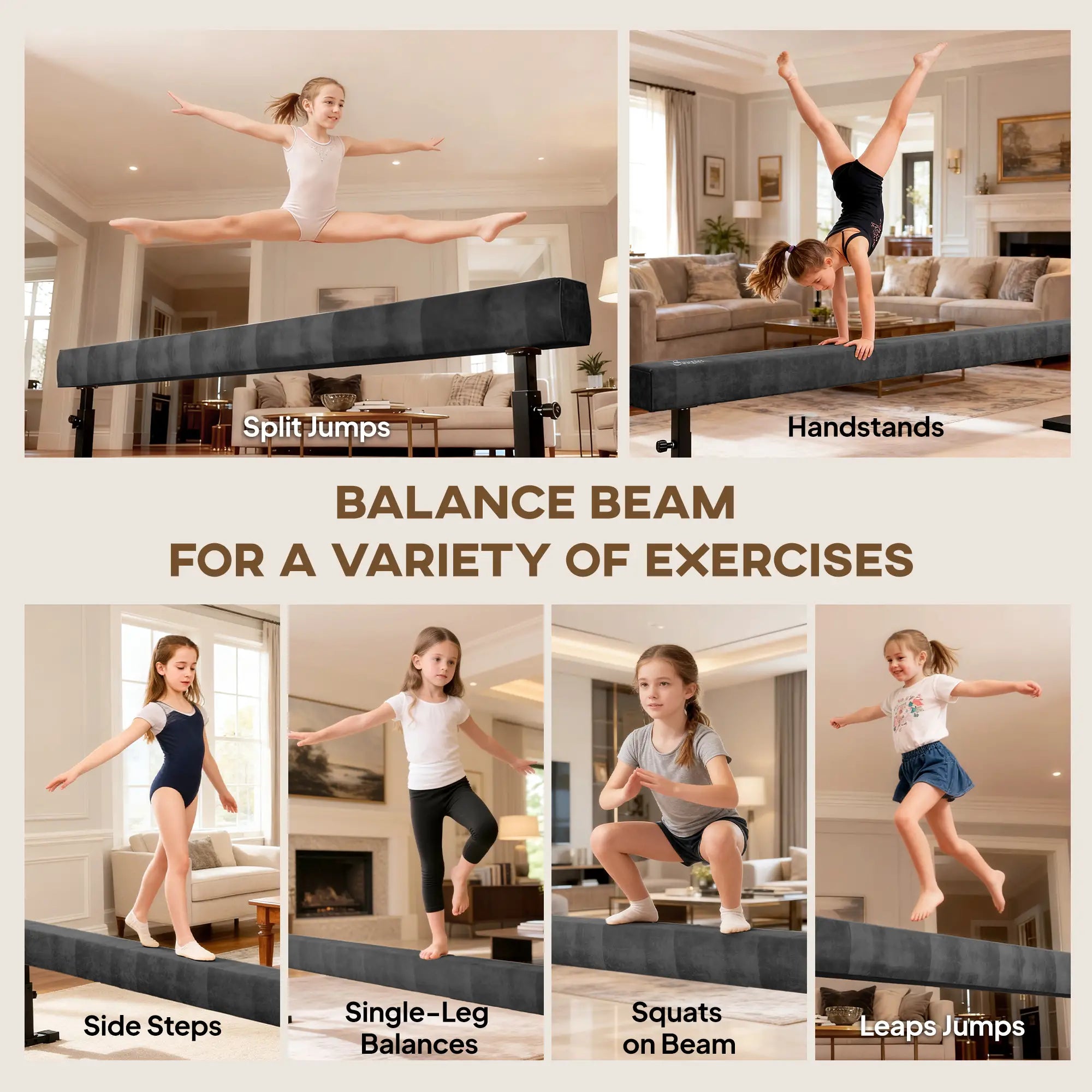 7.5ft Adjustable Balance Beam, Gymnastics Equipment with Wheels Gymnastics Mats at Gallery Canada