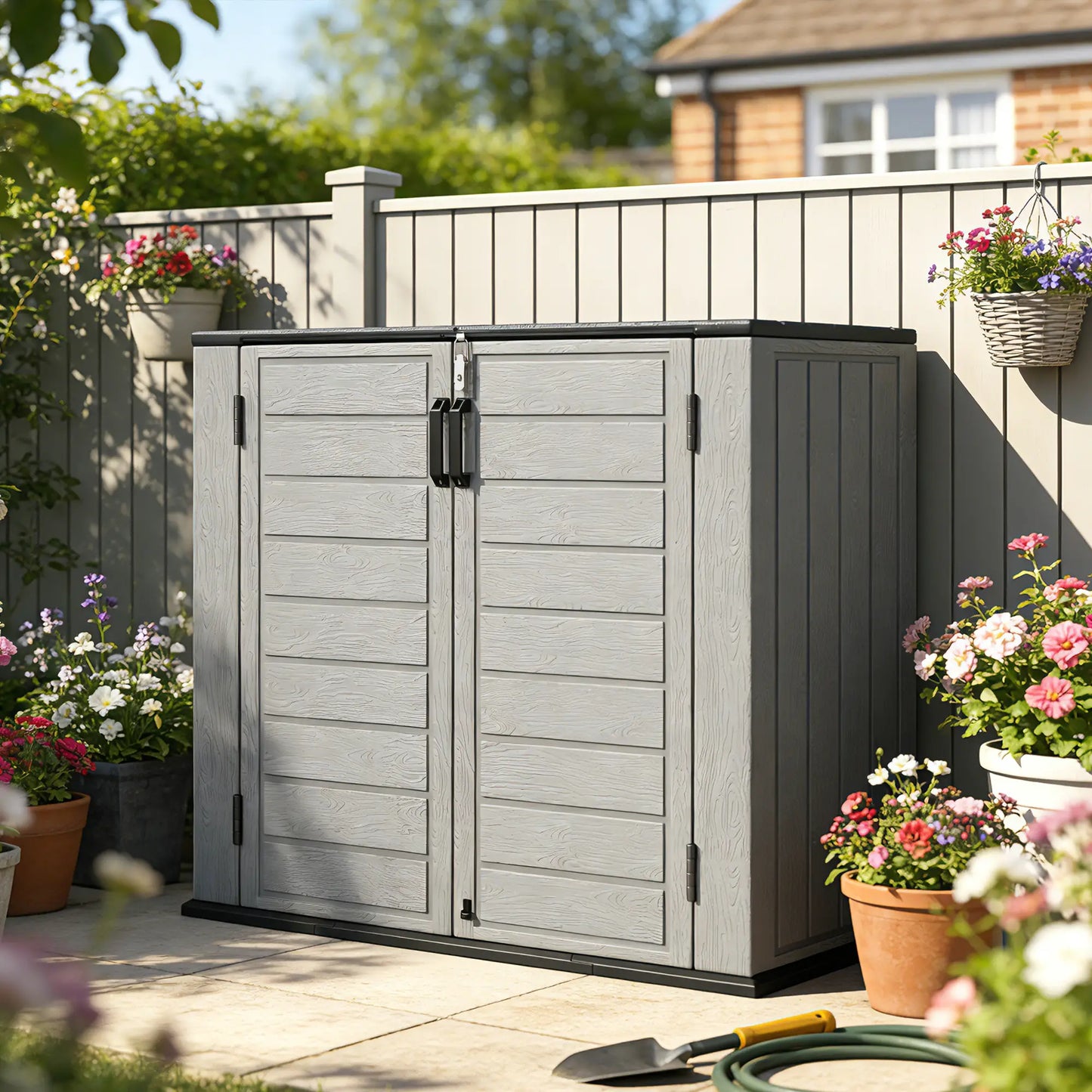 33 Cu.ft Plastic Outdoor Storage Shed, Lockable Doors, Light Grey Outdoor Storage Cabinet at Gallery Canada