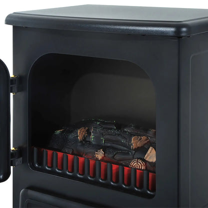 16" Freestanding Electric Fireplace Heater, Wood Flame, 750/1500W, Black Electric Fireplaces at Gallery Canada