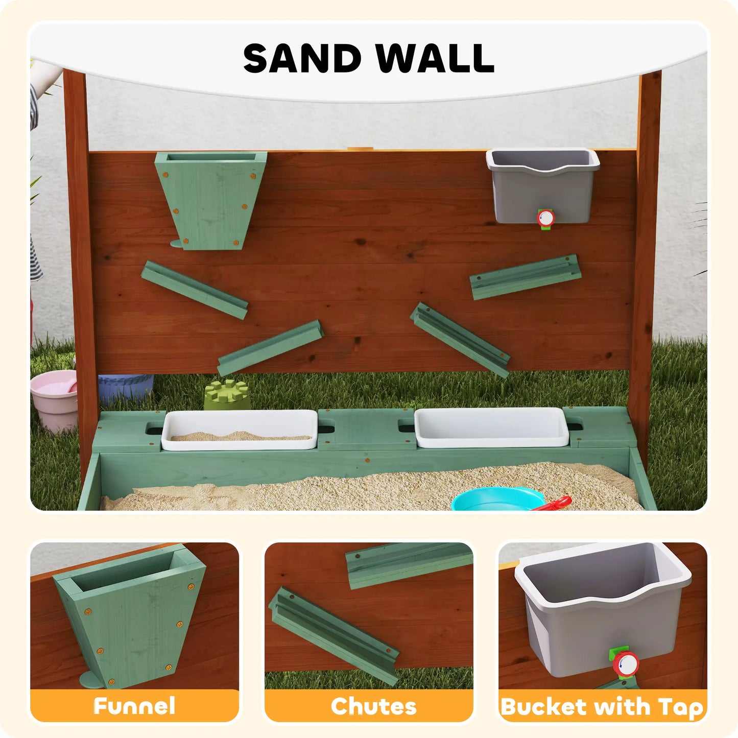 Wooden Kids Sandbox with Canopy, 46" x 44" W x 50", Green Sandboxes & Accessories at Gallery Canada