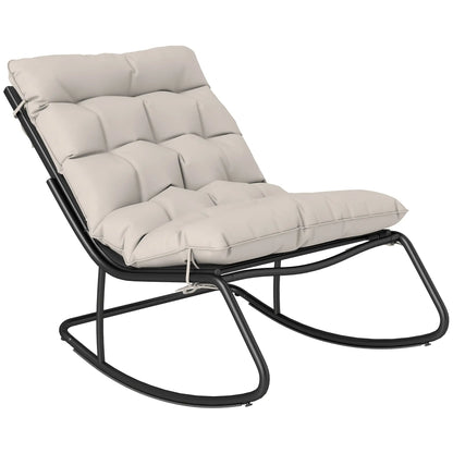 Oversized Rocking Patio Chair With 25" Wide Seat And Cushion, Khaki Outdoor Rocking Chairs at Gallery Canada