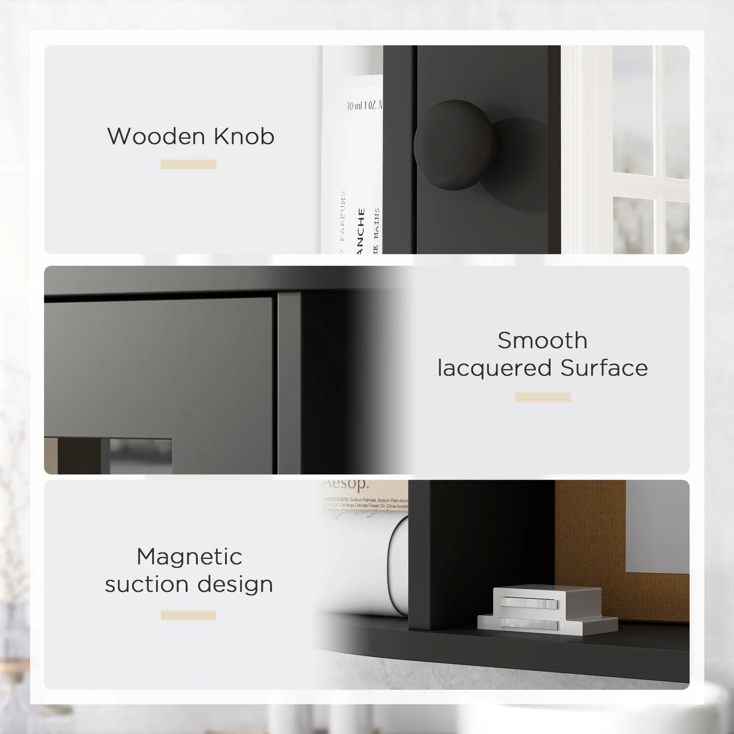 Mirrored Bathroom Wall Cabinet, Wall Mounted, With Door & Shelves, Black Mirror Medicine Cabinets at Gallery Canada