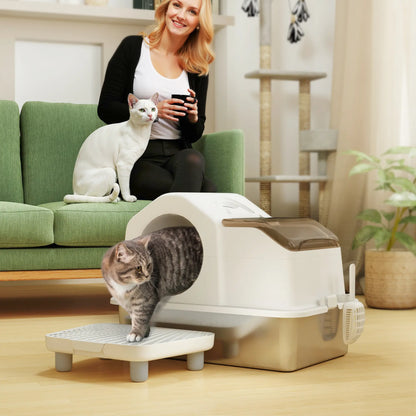 Extra Large Stainless Steel Cat Litter Box, High Sided, Removable Lid Cat Litter Box Enclosures at Gallery Canada
